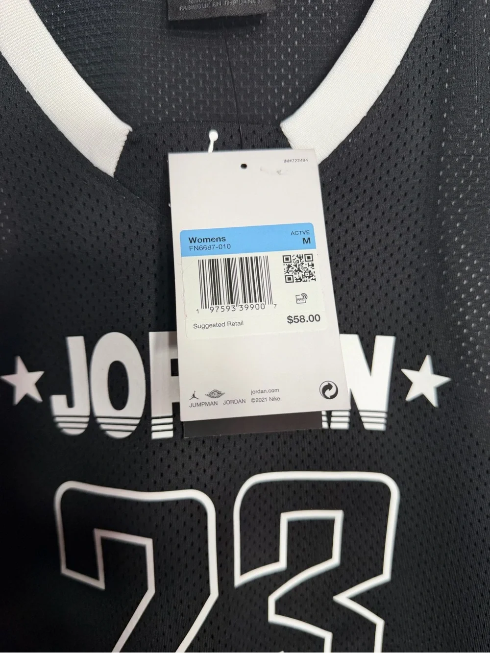 Jordan Black and White 23 Mesh women’s  Basketball Jersey size M
